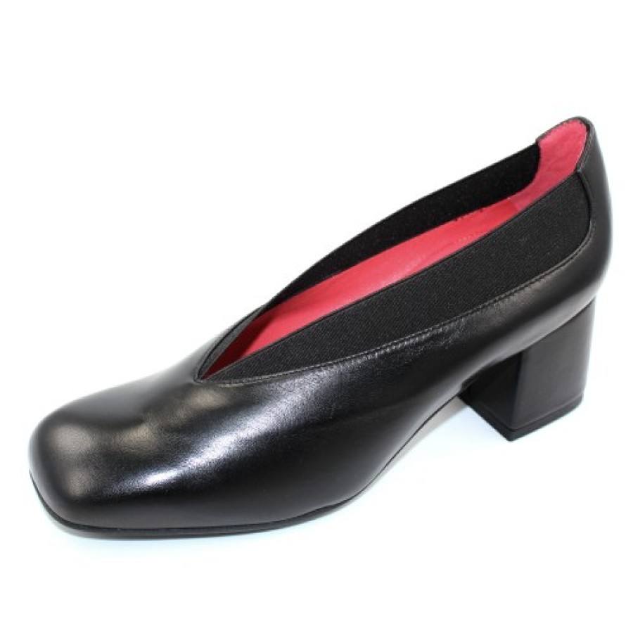 Women'S Pas De Rouge Pumps | Pas De Rouge Women'S Josee 4333 In Black Nappa Leather/Elastic