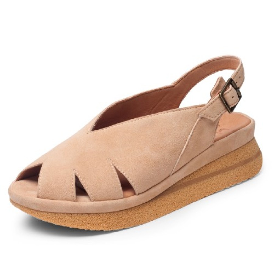 Women'S Yes Brand Shoes Wedges | Yes Brand Shoes Women'S April In Cognac Kid Suede