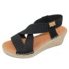 Women'S Toni Pons Wedges | Toni Pons Women'S Tura-Tr In Negre Black Ribbed Stretch/Suede