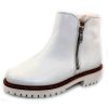 Women'S Paul Green Ankle Boots | Paul Green Women'S Natick Bt In Off White Cervo Grain Leather