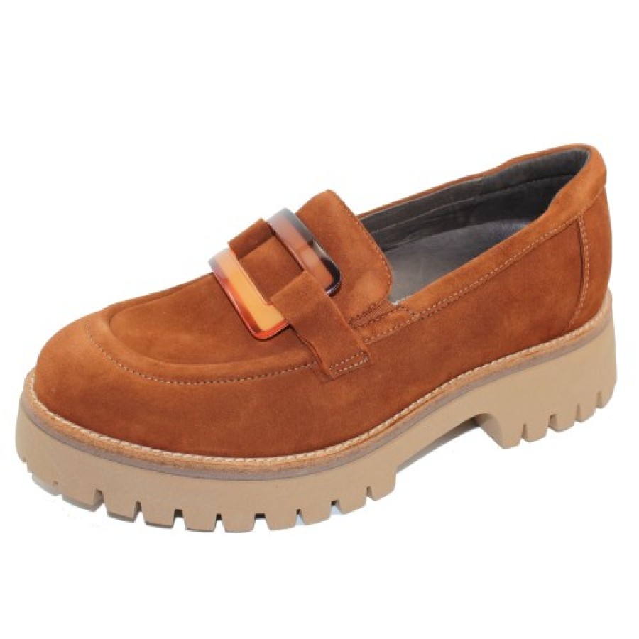 Women'S Softwaves Slip Ons | Softwaves Women'S Vanna 8.36.27 In Cognac Velour Suede