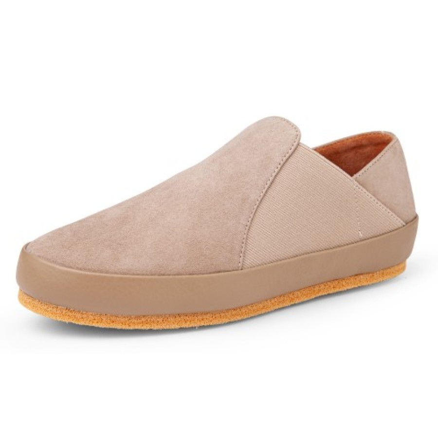 Women'S Yes Brand Shoes Slip Ons | Yes Brand Shoes Women'S Caitlyn In Taupe Water Resistant Suede