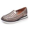 Women'S Yes Brand Shoes Slip Ons | Yes Brand Shoes Women'S Ava In Pewter Metallic Plonge Leather