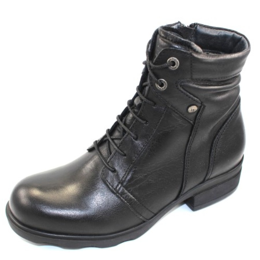 Women'S Wolky Boots & Booties | Wolky Women'S Center Wr In Black Leather