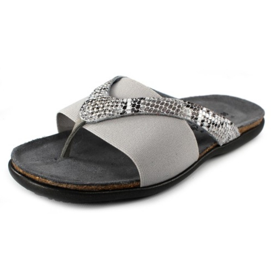 Women'S Naot Footbed | Naot Women'S Penelope In Ice Gray Elastic/Gray Cobra Leather/Lt Gray Nubuck