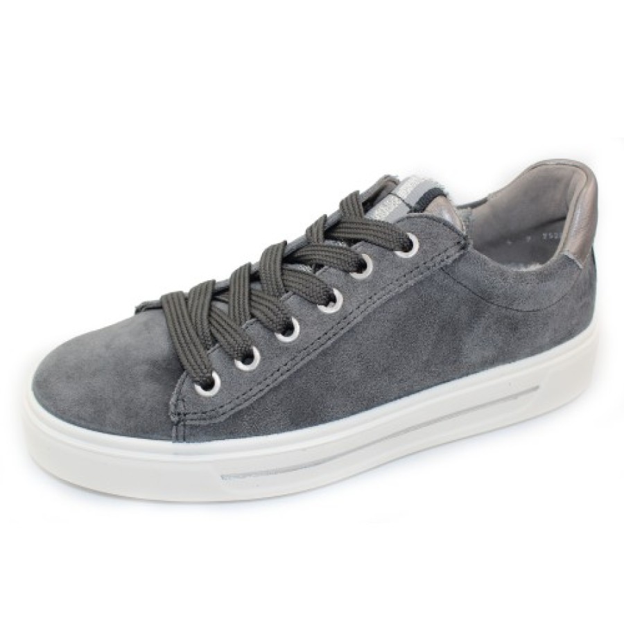 Women'S Ara Platforms | Ara Women'S Camden In Graphite Suede/Silver Leather