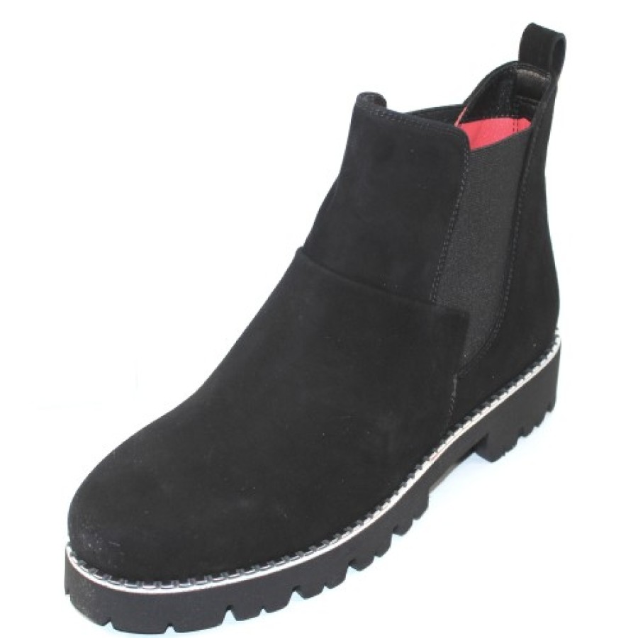 Women'S Pas De Rouge Boots & Booties | Pas De Rouge Women'S Marta 1953 In Black Suede/Silver Trim