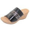 Women'S Naot Slides | Naot Women'S Tiki In Black Madras/Mixed Metallic/Soft Black Leather