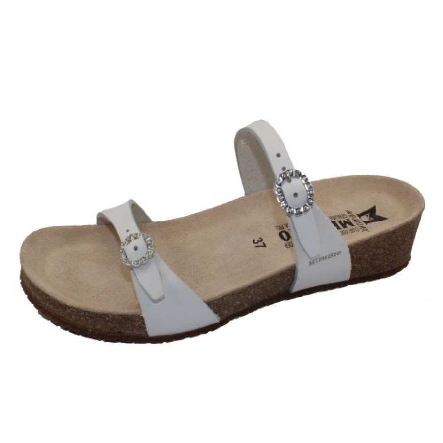 Women'S Mephisto Slides | Mephisto Women'S Idelya In White Waxy Leather 2830