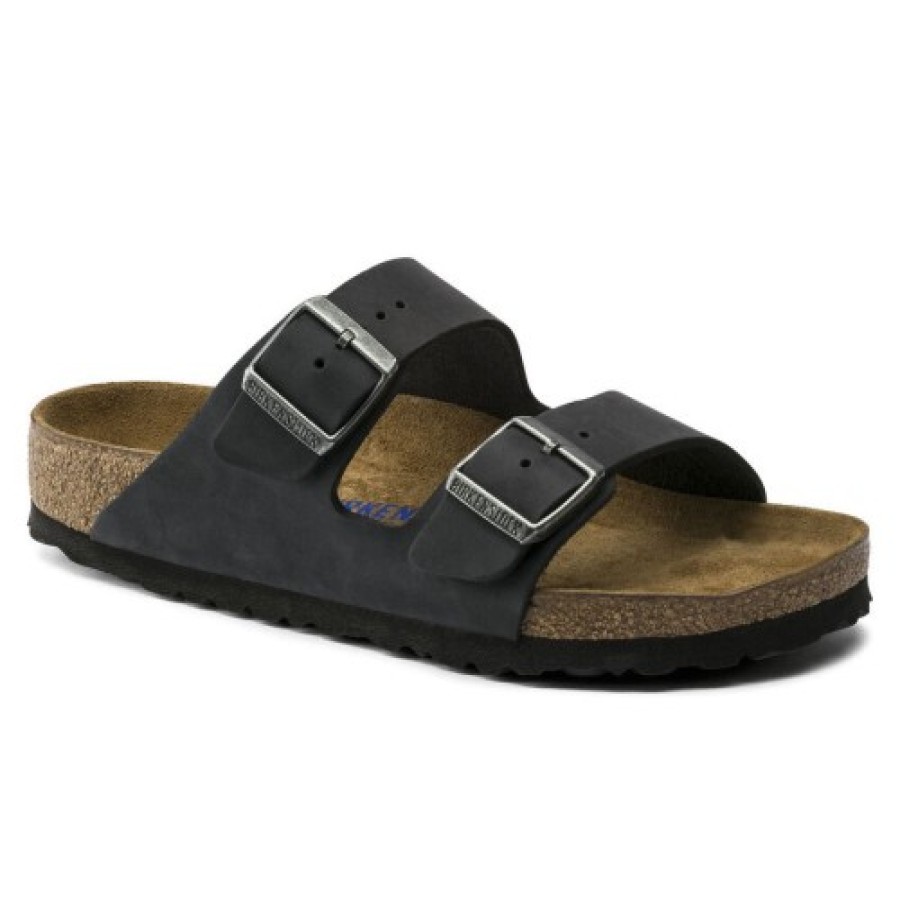 Men'S Birkenstock Casual & Everyday | Birkenstock Men'S Arizona Soft Footbed In Black Oiled Leather