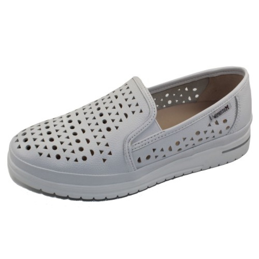 Women'S Mephisto Slip Ons | Mephisto Women'S Jana Perf In White Empire Leather 9230