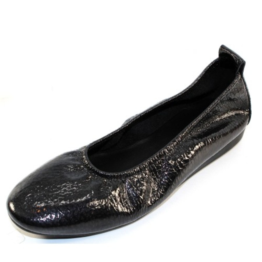 Women'S Arche Skimmers | Arche Women'S Laius In Noir Dalga Crinkle Patent Leather - Black