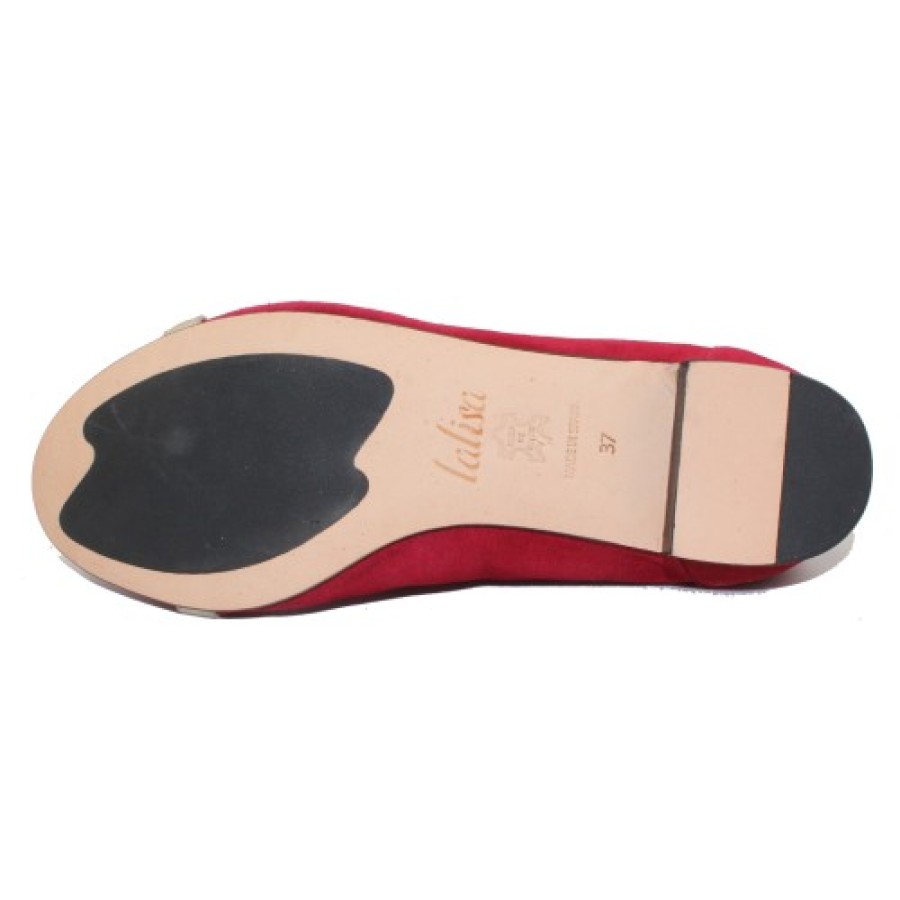 Women'S Lalisa Slip Ons | Lalisa Women'S Chloe 195203 In Red Suede/Gold Calfskin Leather