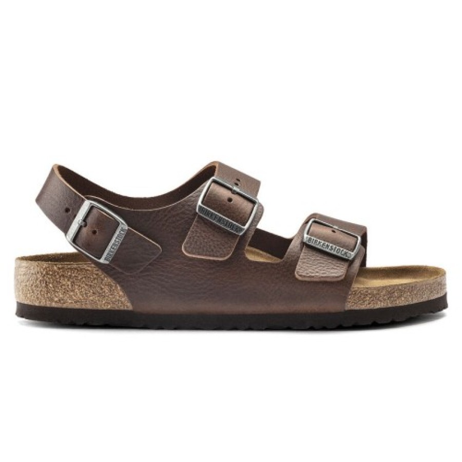 Men'S Birkenstock Back Straps | Birkenstock Men'S Milano In Vintage Wood Roast Leather