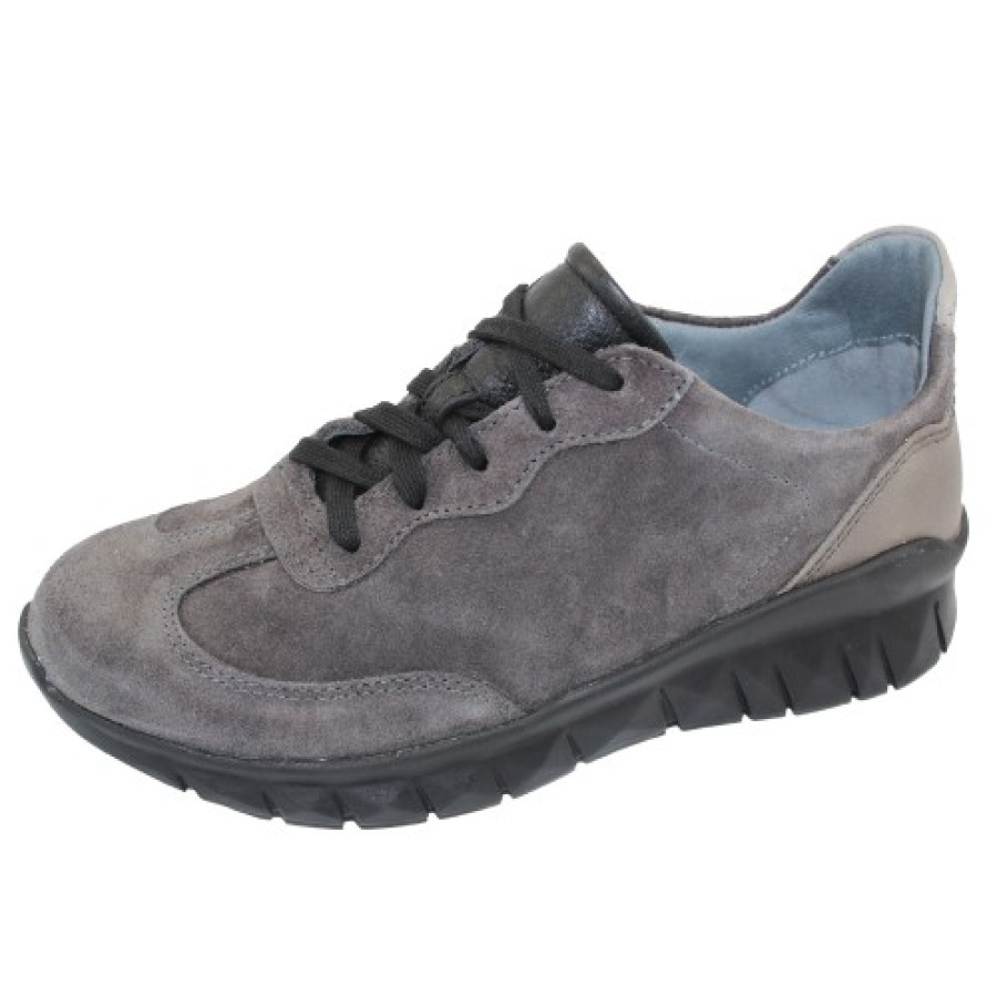 Women'S Naot Wedges | Naot Women'S Infinity In Oily Midnight Suede/Foggy Grey Leather