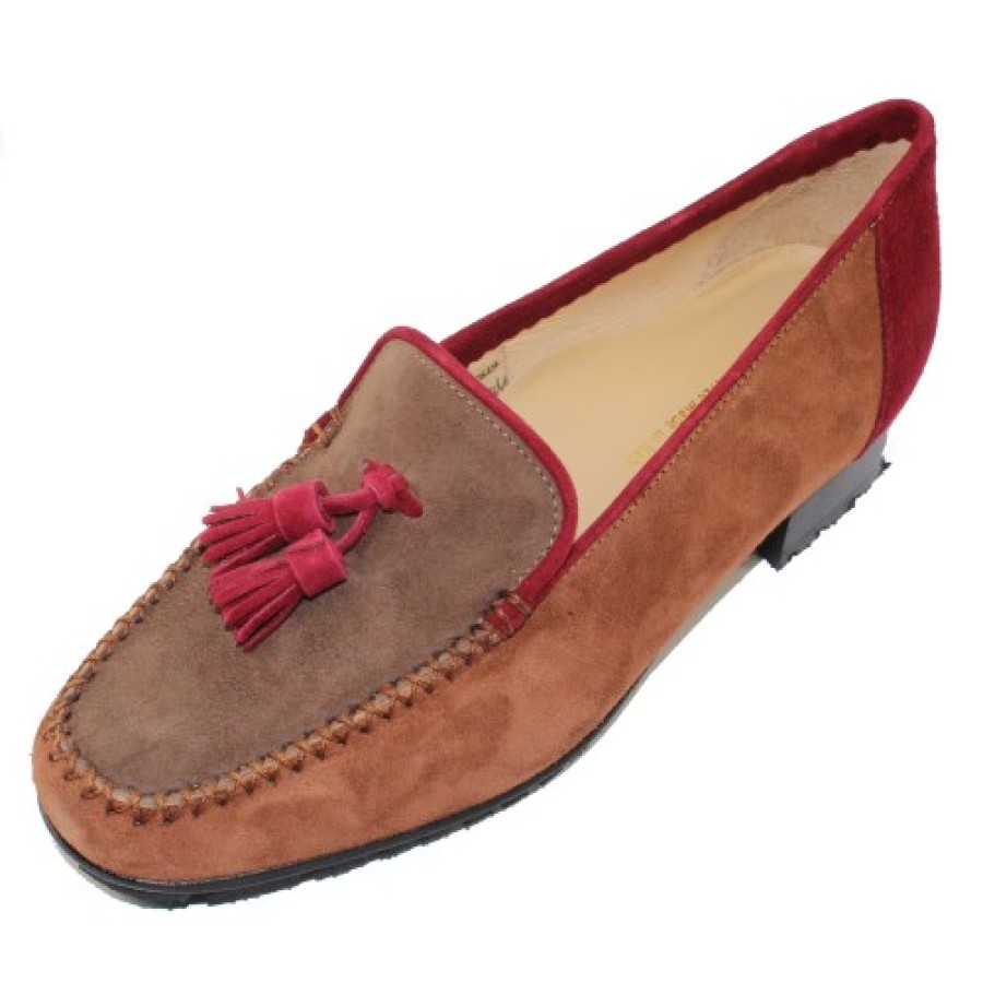 Women'S Brunate Loafers | Brunate Women'S Luna In Cognac/Taupe/Wine Suede