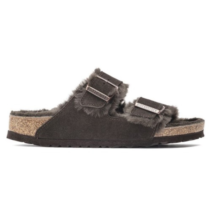 Women'S Birkenstock Footbed | Birkenstock Women'S Arizona Shearling In Mocha Suede/Shearling