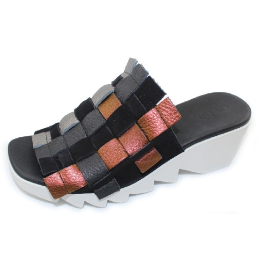 Women'S Arche Wedges | Arche Women'S Himzey In Noir/Uranio/Iron Combo