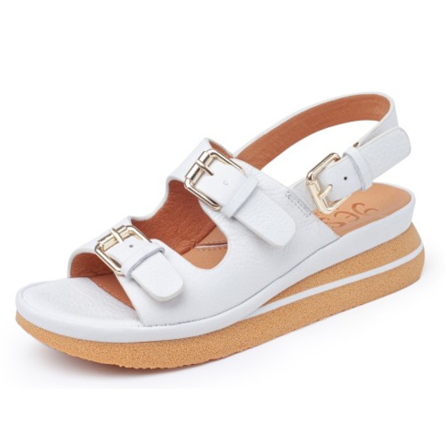 Women'S Yes Brand Shoes Back Straps | Yes Brand Shoes Women'S Anna In White Plonge Leather