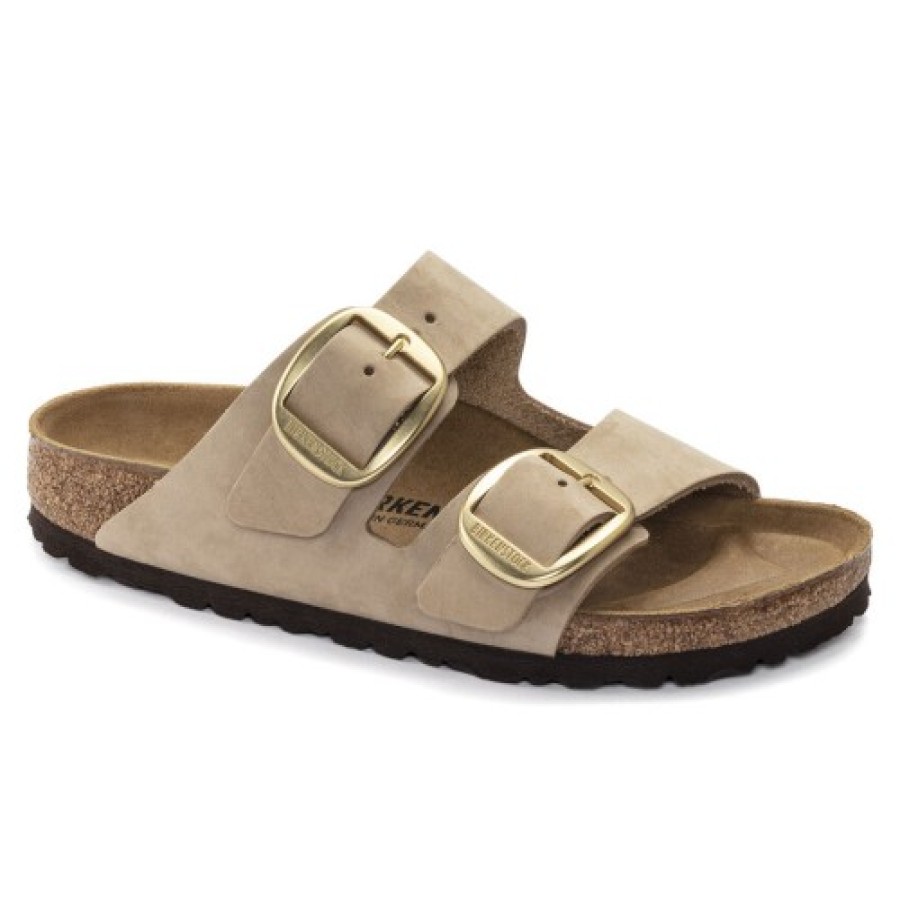 Women'S Birkenstock Slides | Birkenstock Women'S Arizona Big Buckle In Sandcastle Nubuck