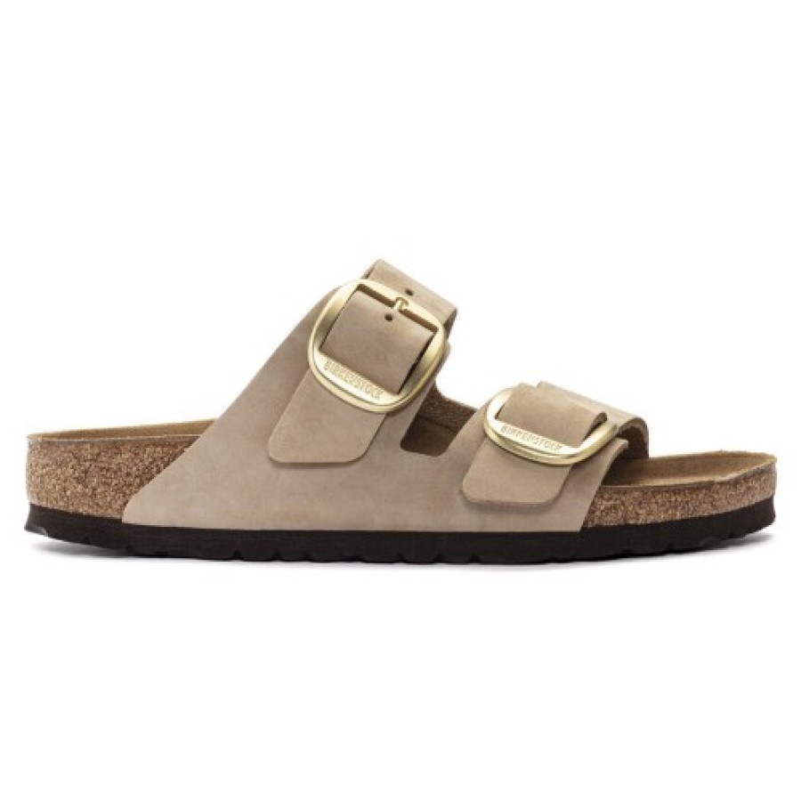 Women'S Birkenstock Slides | Birkenstock Women'S Arizona Big Buckle In Sandcastle Nubuck