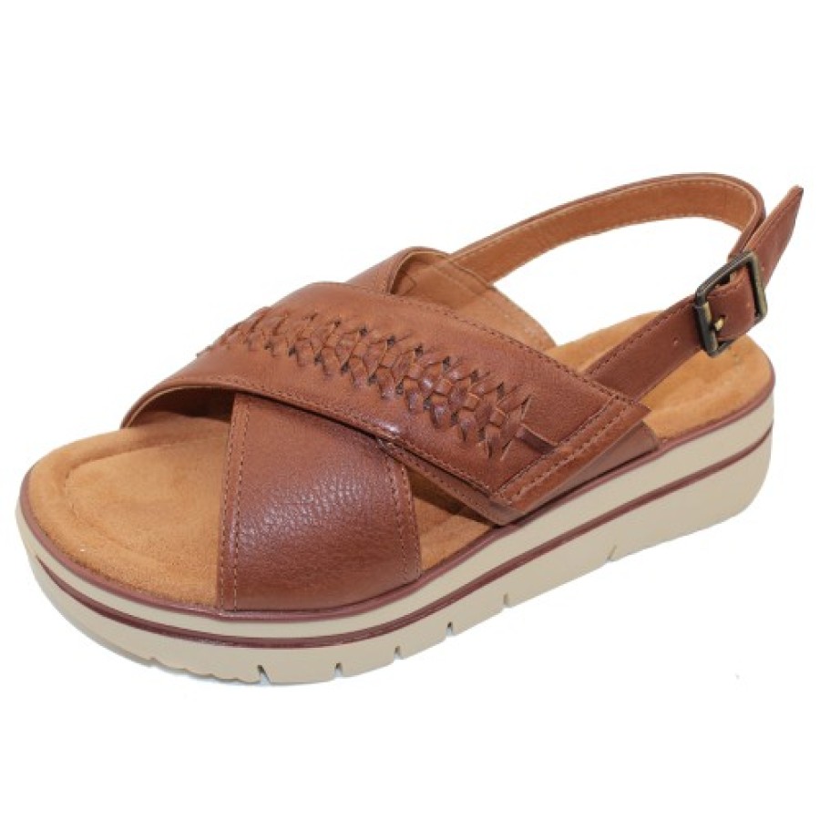 Women'S Salvia Wedges | Salvia Women'S Aidan In Cuoio Pebble Nappa Leather