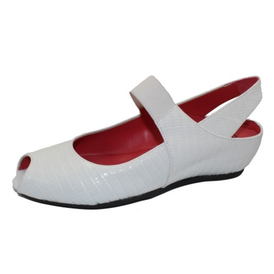 Women'S Pas De Rouge Mary Jane & Instep Strap | Pas De Rouge Women'S Silvia R918 In Bianco Tejus Leather