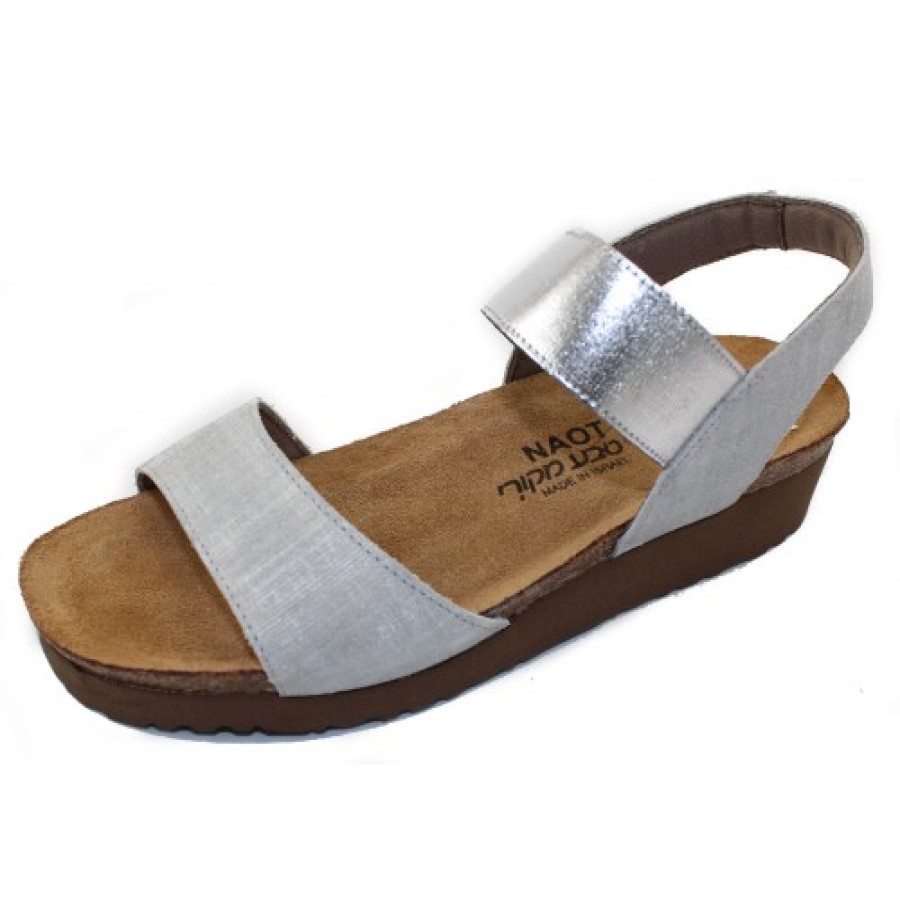 Women'S Naot Wedges | Naot Women'S Emily In Gray Linen Leather