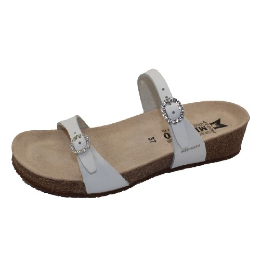 Women'S Mephisto Wedges | Mephisto Women'S Idelya In White Waxy Leather 2830