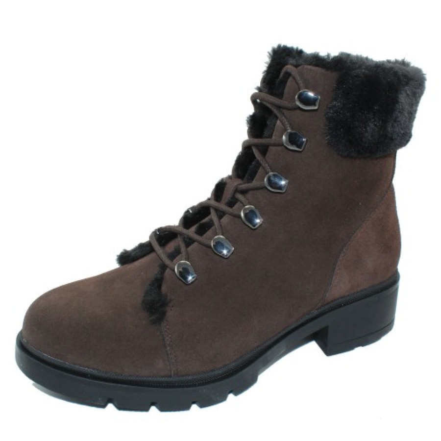 Women'S Valdini Lace Up | Valdini Women'S Yamila Wp In Chocolate Brown Waterproof Suede