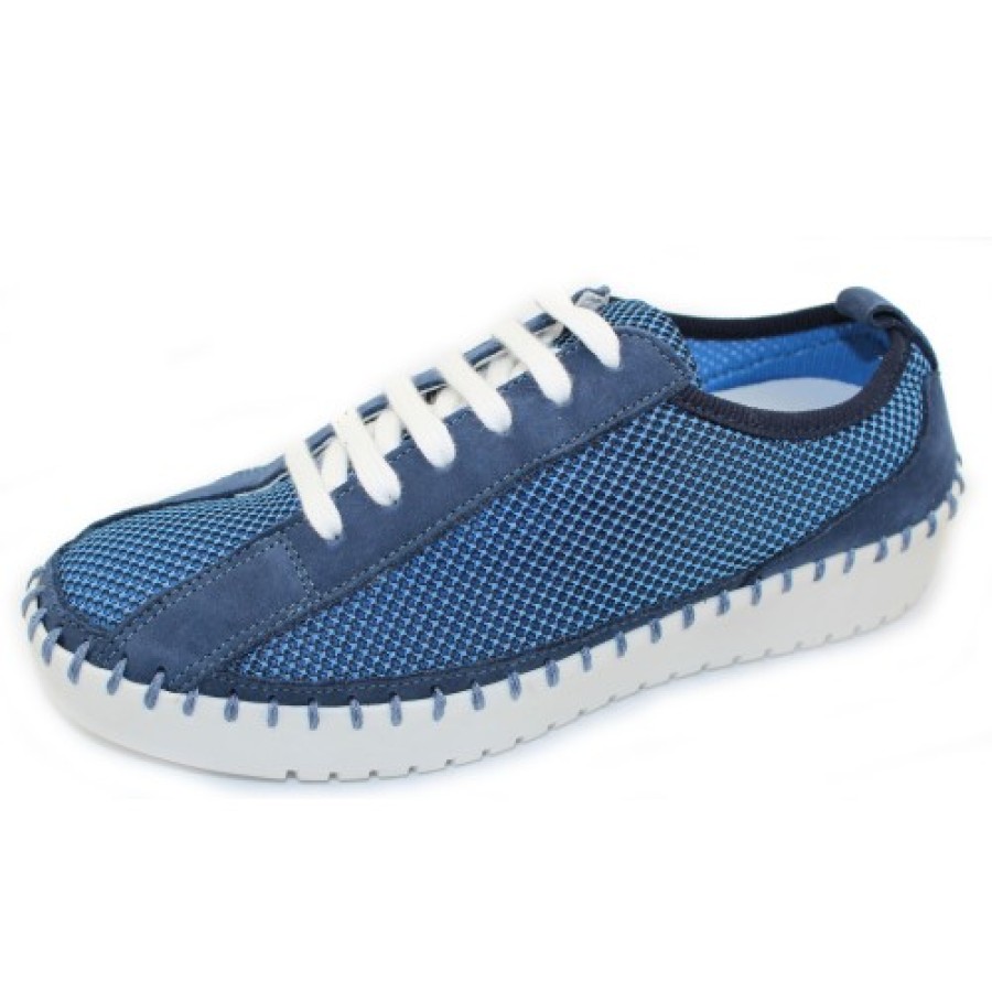 Women'S Eric Michael Fashion | Eric Michael Women'S Beatrice In Blue Mesh/Nubuck