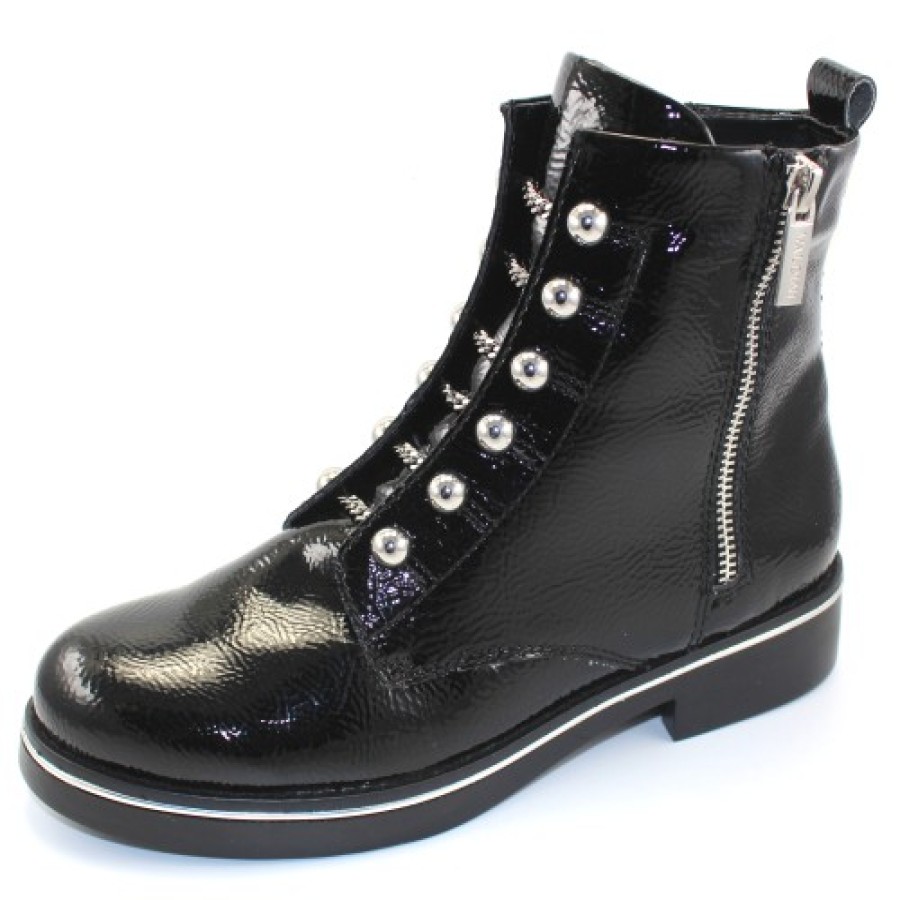 Women'S Valdini Waterproof | Valdini Women'S Paola Wp In Black Waterproof Crinkle Patent Leather