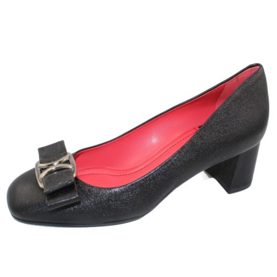 Women'S Pas De Rouge Pumps | Pas De Rouge Women'S Chantal 2440 In Black Cinder Shimmer Leather