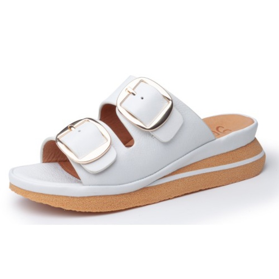 Women'S Yes Brand Shoes Wedges | Yes Brand Shoes Women'S Aspen In White Plonge Leather