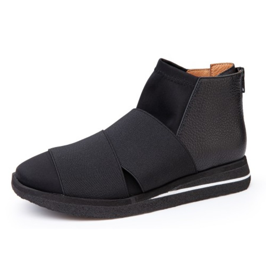 Women'S Yes Brand Shoes Wedges | Yes Brand Shoes Women'S Blake In Black Stretch/Plonge Leather