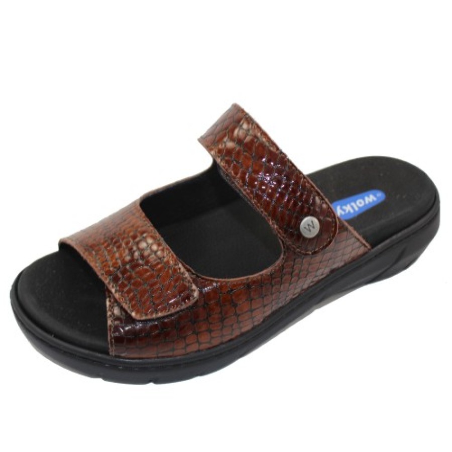 Women'S Wolky Travel | Wolky Women'S Cyprus In Cognac Mini Croco Printed Leather