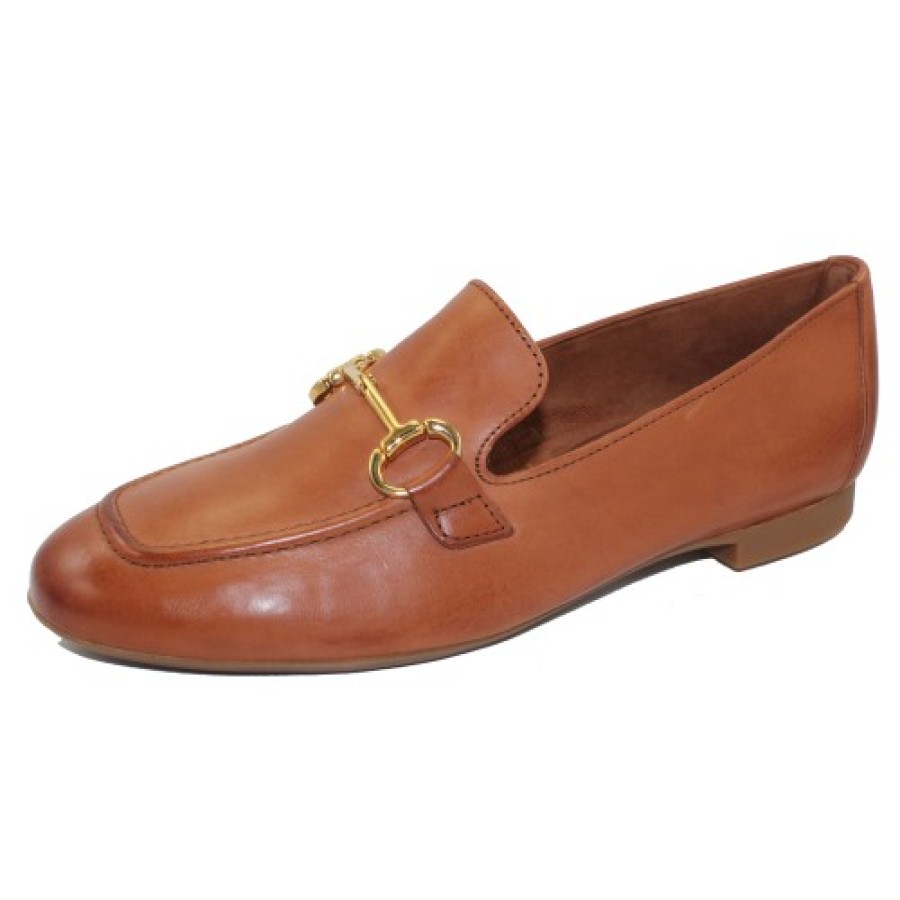 Women'S Paul Green Slip Ons | Paul Green Women'S Daphne Flt In Cognac Leather