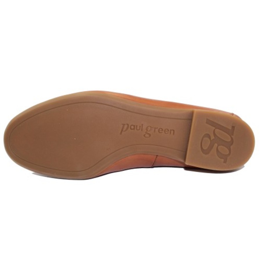 Women'S Paul Green Slip Ons | Paul Green Women'S Daphne Flt In Cognac Leather