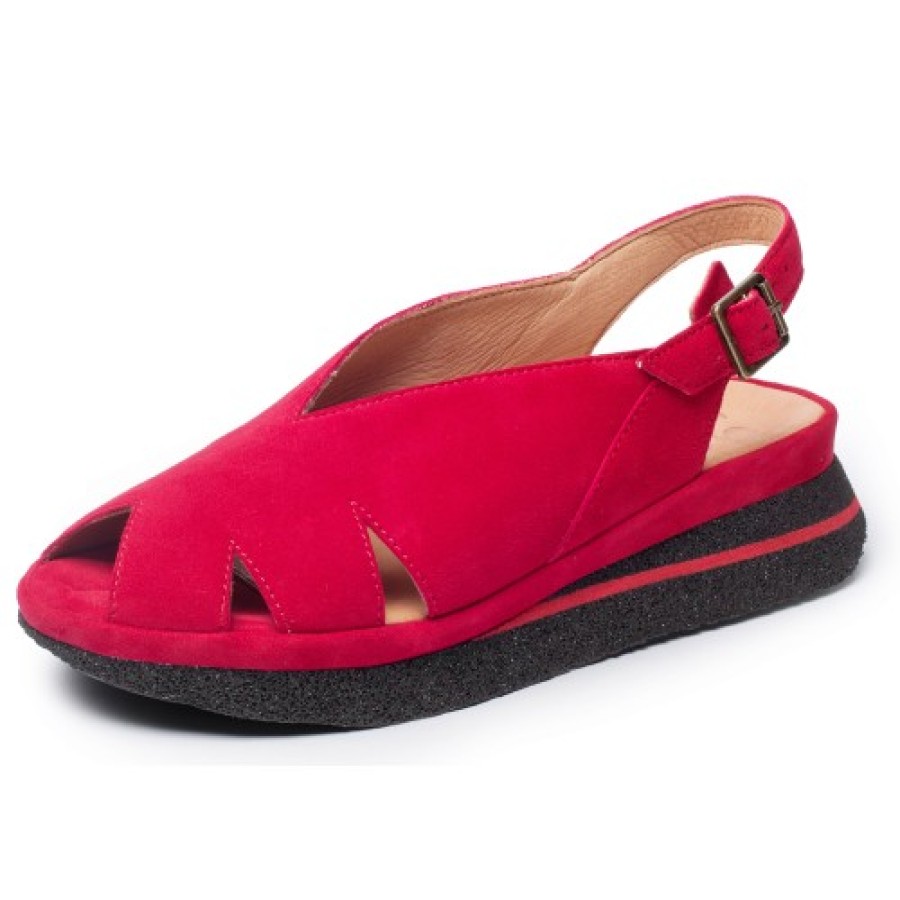 Women'S Yes Brand Shoes Travel | Yes Brand Shoes Women'S April In Red Kid Suede