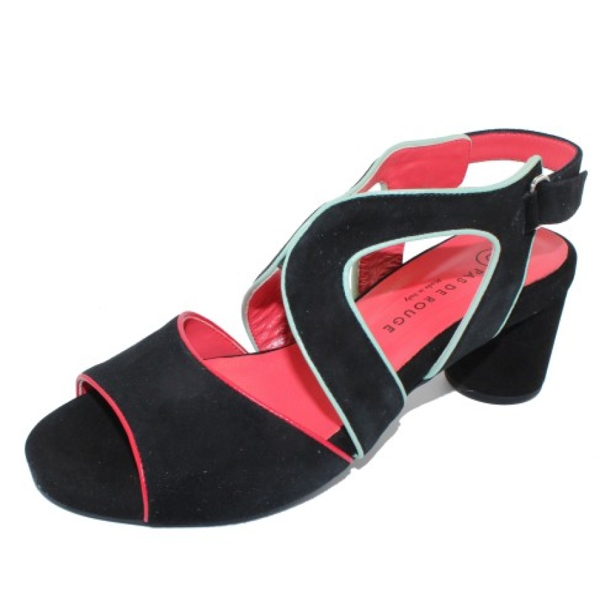 Women'S Pas De Rouge Back Straps | Pas De Rouge Women'S Chantal 2775 In Black Suede/Candy Nappa