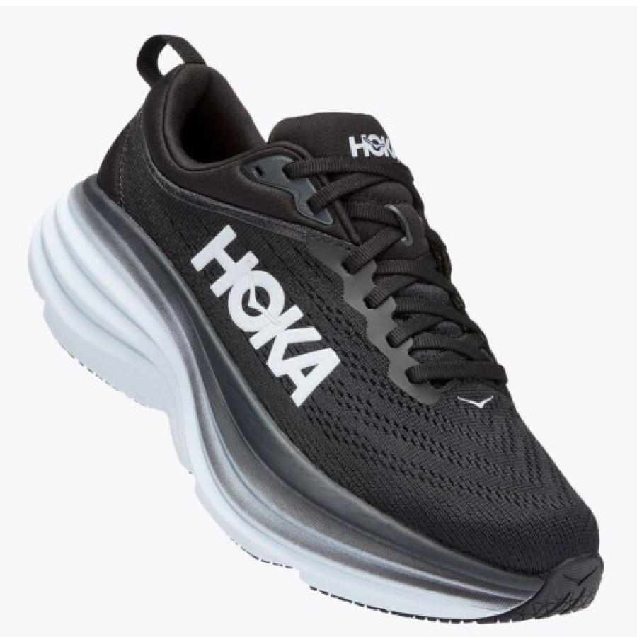 Men'S Hoka One One Lace Up | Hoka One One Men'S Bondi 8 In Black/White