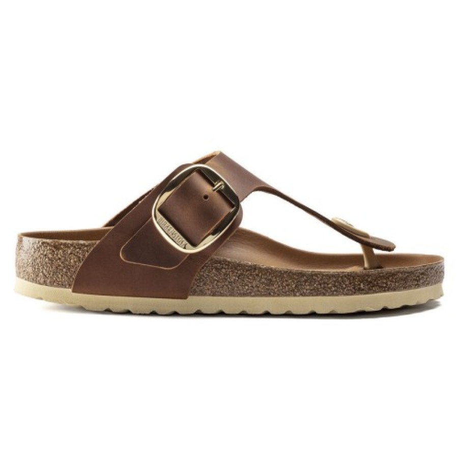 Women'S Birkenstock Back Straps | Birkenstock Women'S Gizeh Big Buckle In Cognac Leather