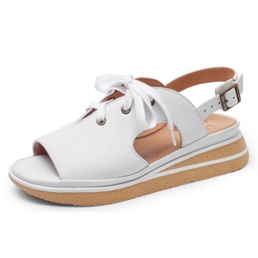 Women'S Yes Brand Shoes Wedges | Yes Brand Shoes Women'S Amelia In White Plonge Leather