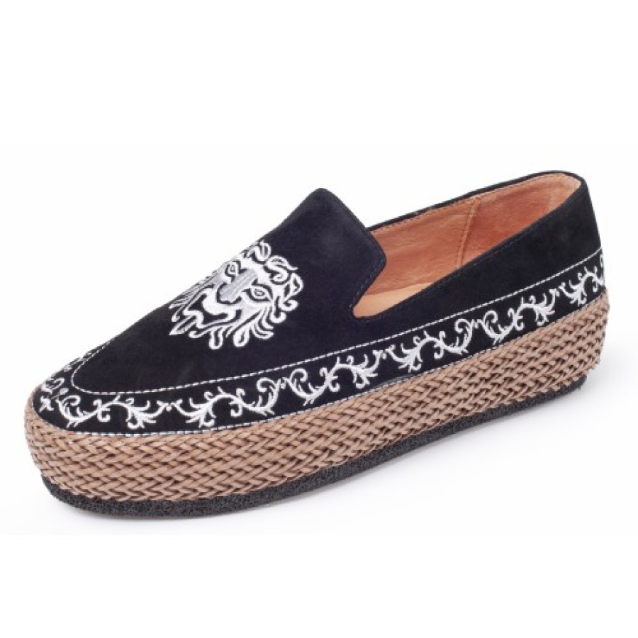 Women'S Yes Brand Shoes Travel | Yes Brand Shoes Women'S Cora In Black Kid Suede/Brown Woven Leather