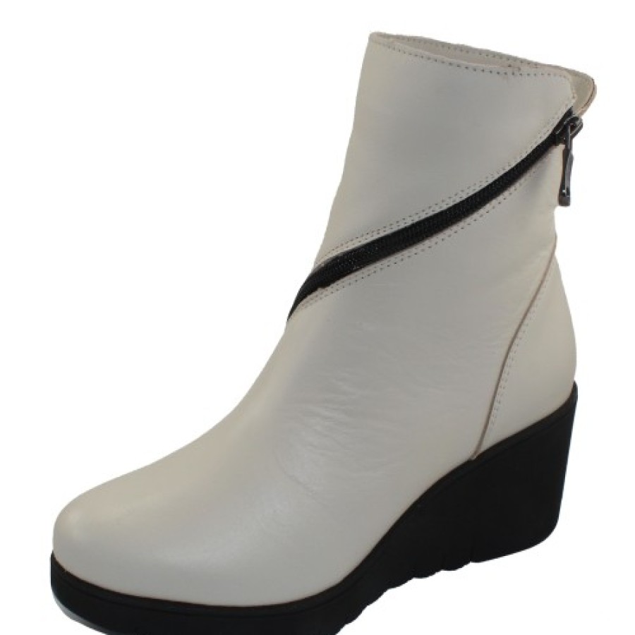 Women'S Paula Urban Zippers | Paula Urban Women'S 15-1205 In Off White Savana Leather