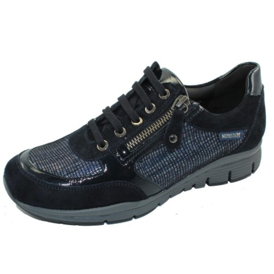 Women'S Mephisto Lace Up | Mephisto Women'S Ylona In Navy Velcalf 12245/45/13