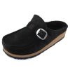 Women'S Birkenstock Clogs & Mules | Birkenstock Women'S Buckley Shearling In Black Suede/Shearling