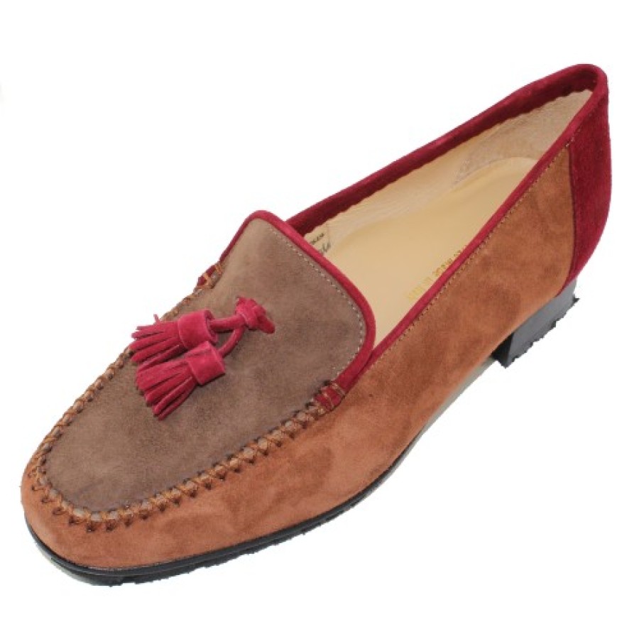 Women'S Brunate Mocs | Brunate Women'S Luna In Cognac/Taupe/Wine Suede