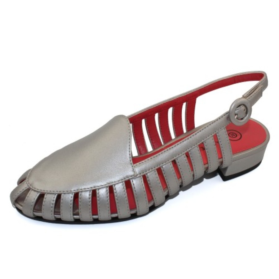 Women'S Pas De Rouge Slingbacks & Backstraps | Pas De Rouge Women'S Daria 3359 In Argento Silver Liquid Leather