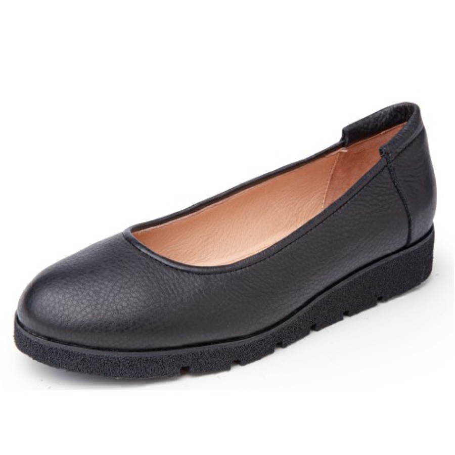 Women'S Yes Brand Shoes Ballet | Yes Brand Shoes Women'S Lucky In Black Plonge Leather